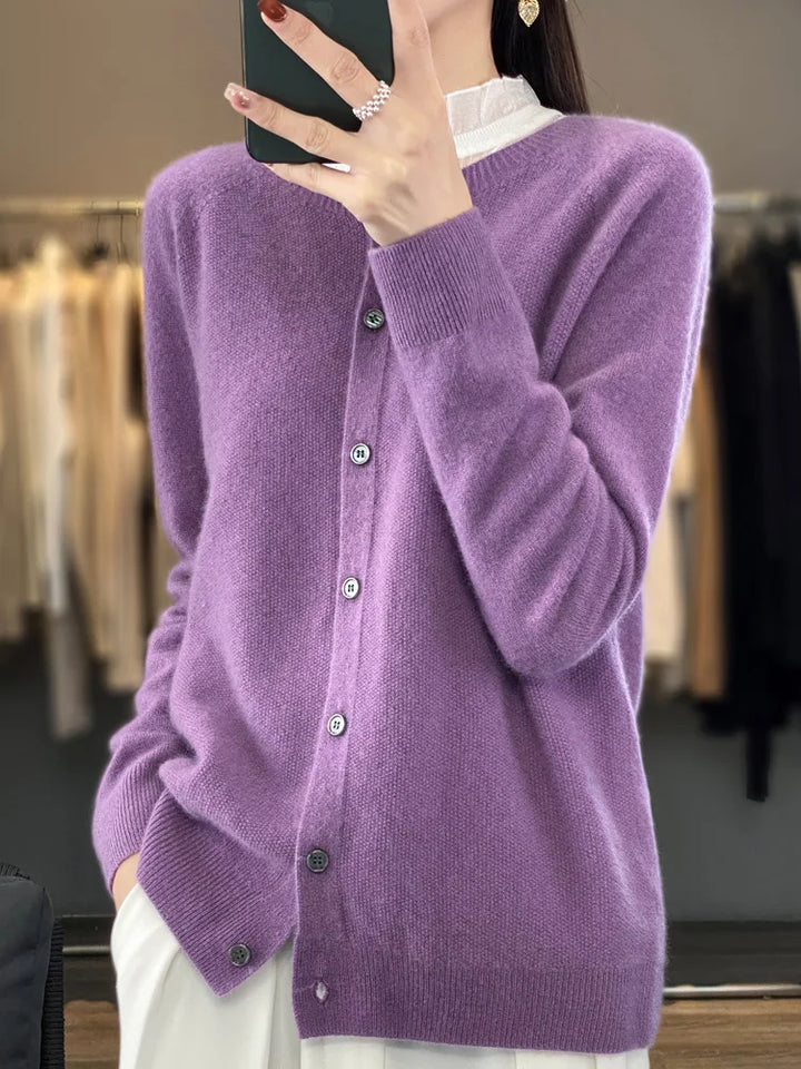 Dame Cardigan | Knapp Front Strikk