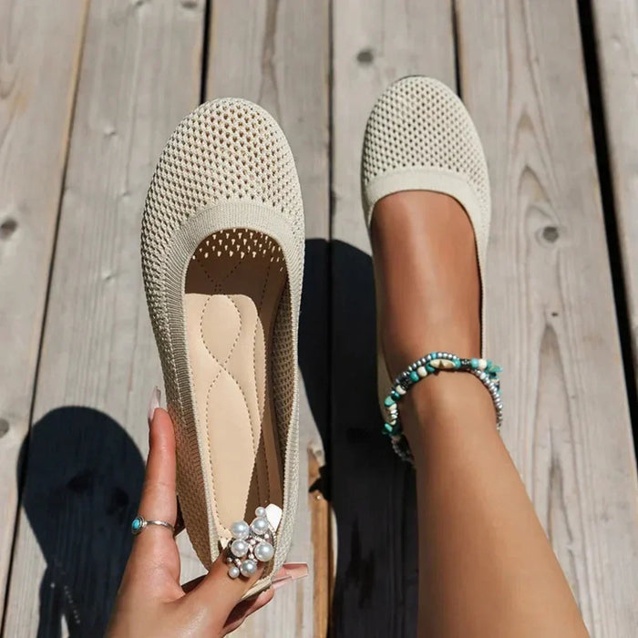 Dame Slip-On Ballerinasko med Åpen Hæl og Meshmønster