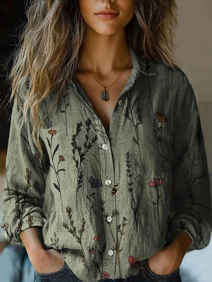 Damebluse | Langermet Blomstret