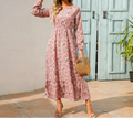 Kjole for kvinner | Blomstrete Maxi Langermet