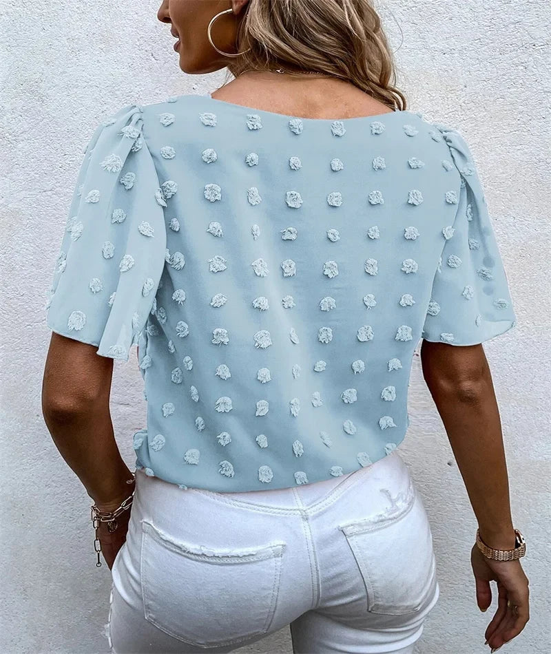 Damebluse | Flutter Kort Erme