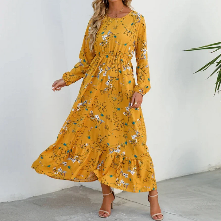 Kjole for kvinner | Blomstrete Maxi Langermet