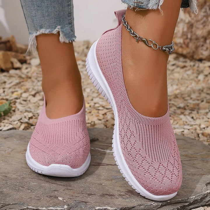 Slip-on sko for kvinner | Strikket overdel med lukket tå