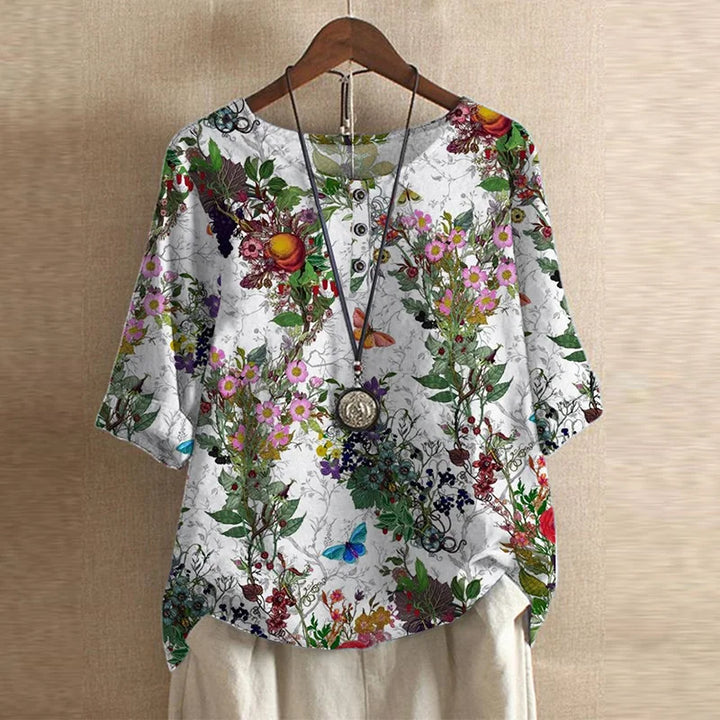 Kvinnebluse | Vintage Blomstertrykk