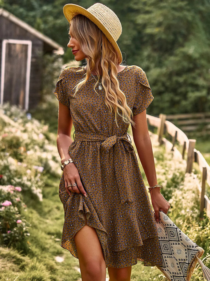 Kvinne Sommerkjole | Blomstrete Belte Midikjole