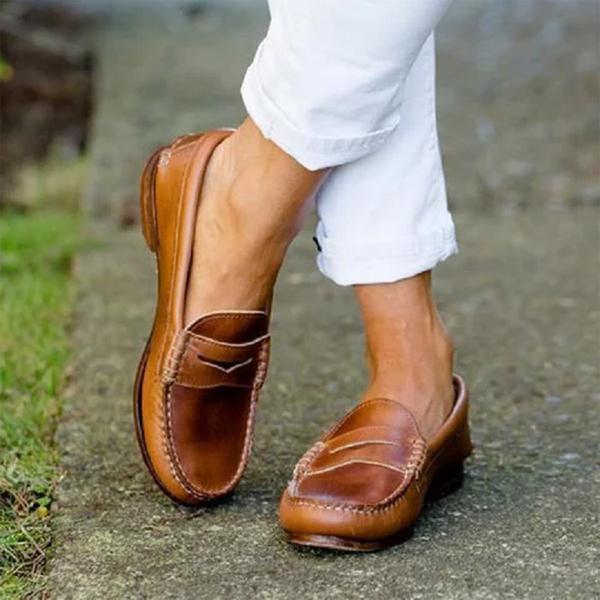Dame Loafers med Stikninger og Komfortabel Innersåle