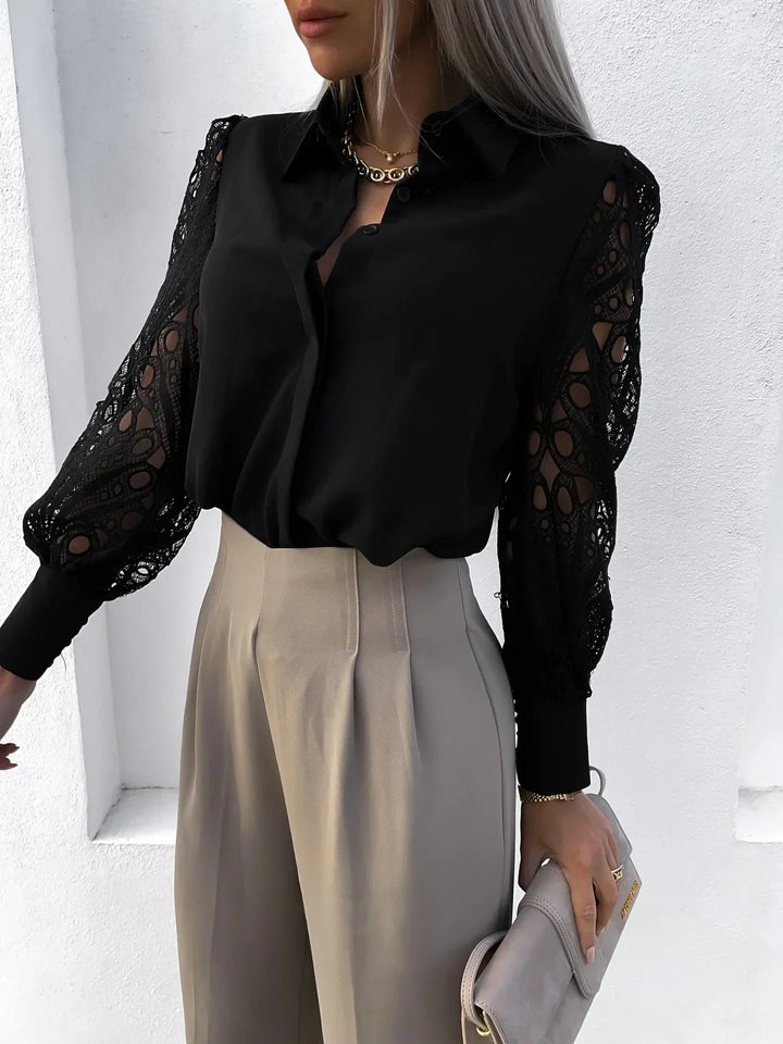 Damebluse | Krage med knapper