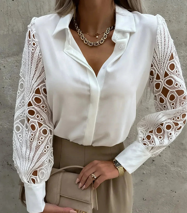 Damebluse | Krage med knapper
