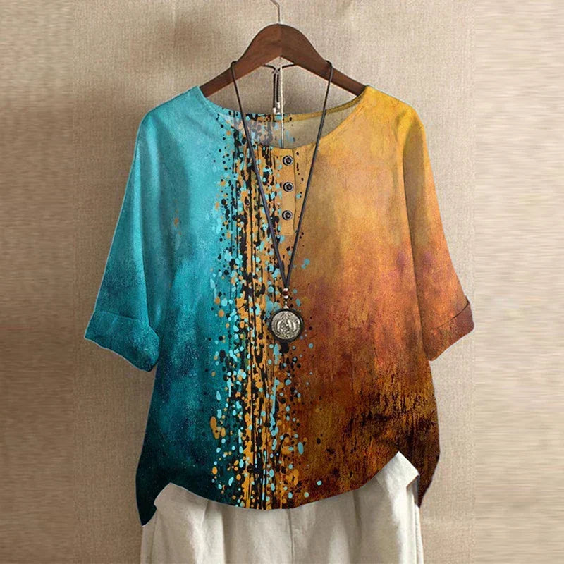 Kvinnebluse | Vintage Blomstertrykk