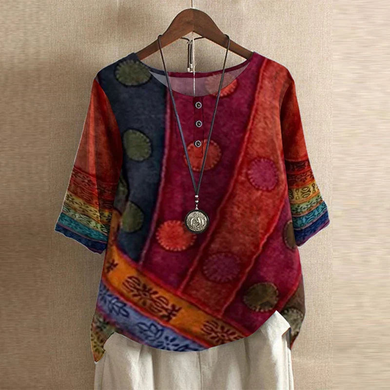Kvinnebluse | Vintage Blomstertrykk