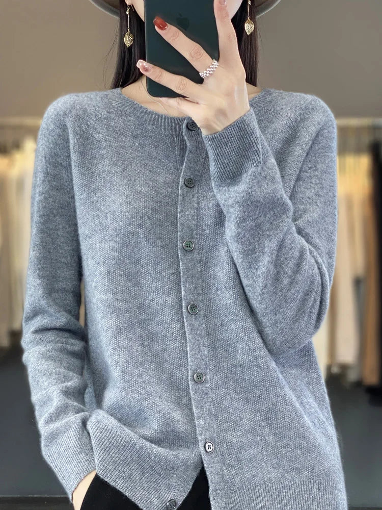 Dame Cardigan | Knapp Front Strikk