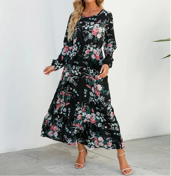 Kjole for kvinner | Blomstrete Maxi Langermet