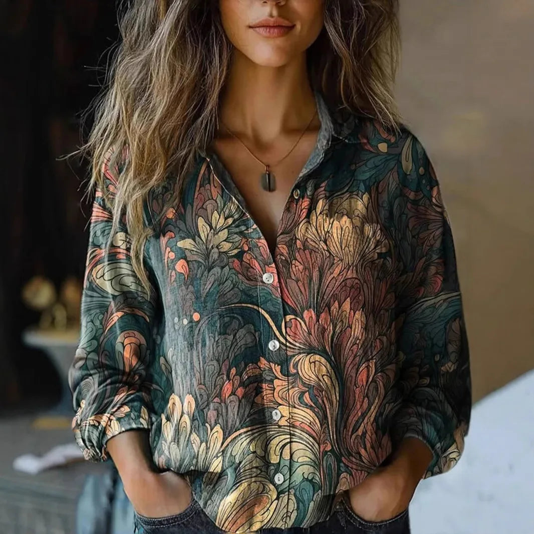 Damebluse | Langermet Blomstret
