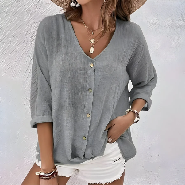 Damebluse | Avslappet Knapp-Up