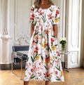 Kjole for kvinner | Blomster Midi Kort Erme
