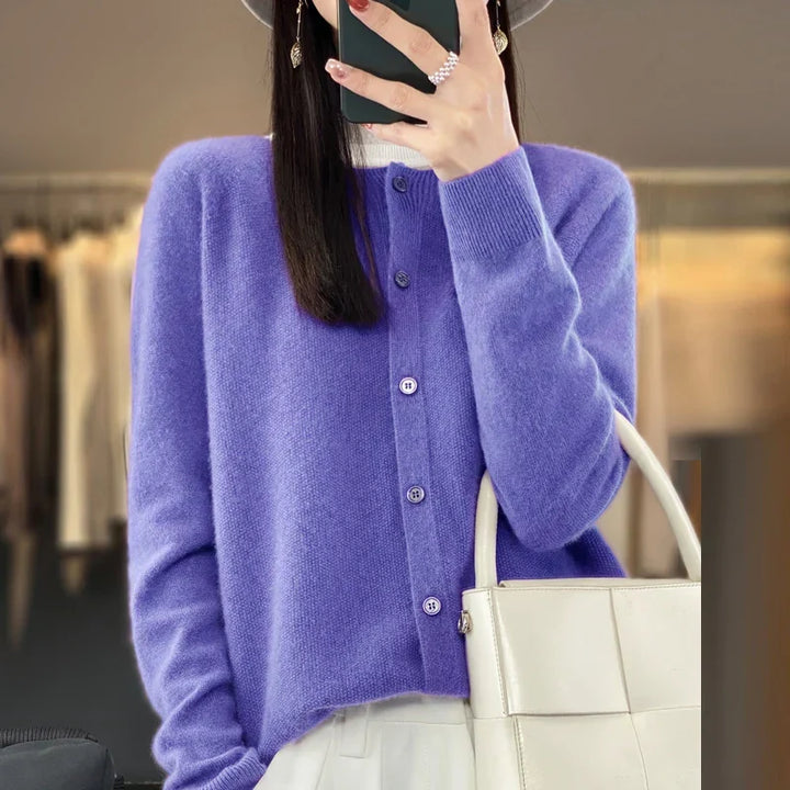Dame Cardigan | Knapp Front Strikk
