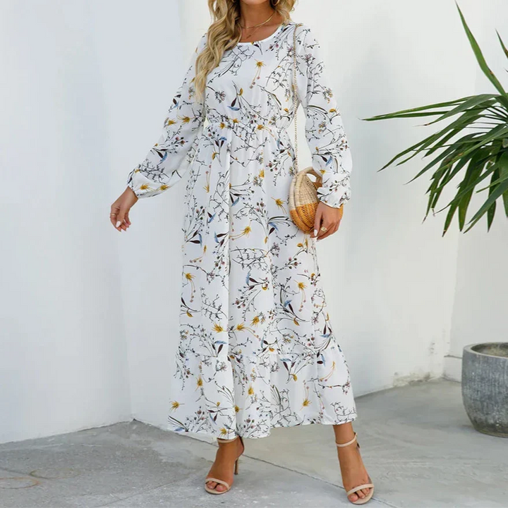 Kjole for kvinner | Blomstrete Maxi Langermet