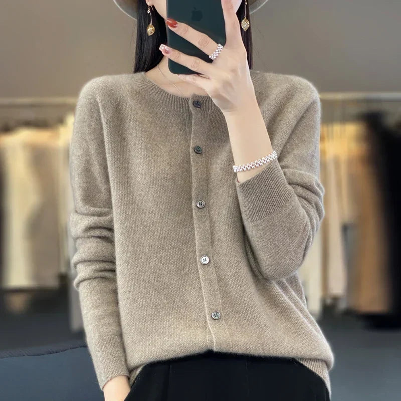 Dame Cardigan | Knapp Front Strikk