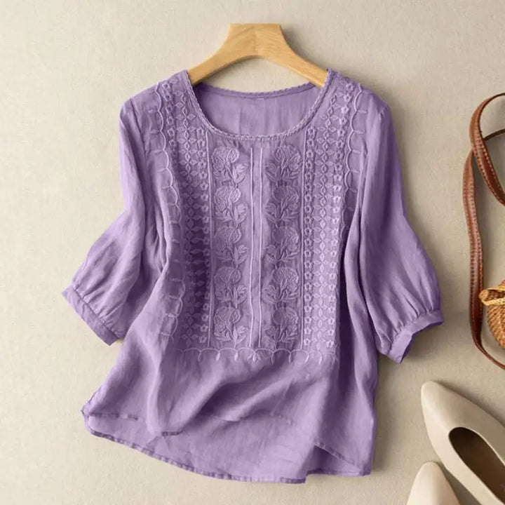 Damebluse | Brodert Frontdetalj