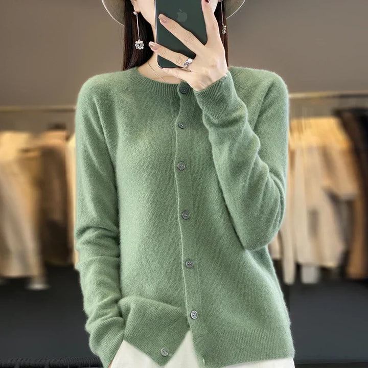 Dame Cardigan | Knapp Front Strikk