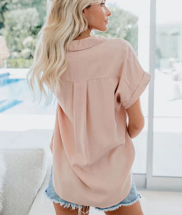 Damebluse | Knapp Front Lomme