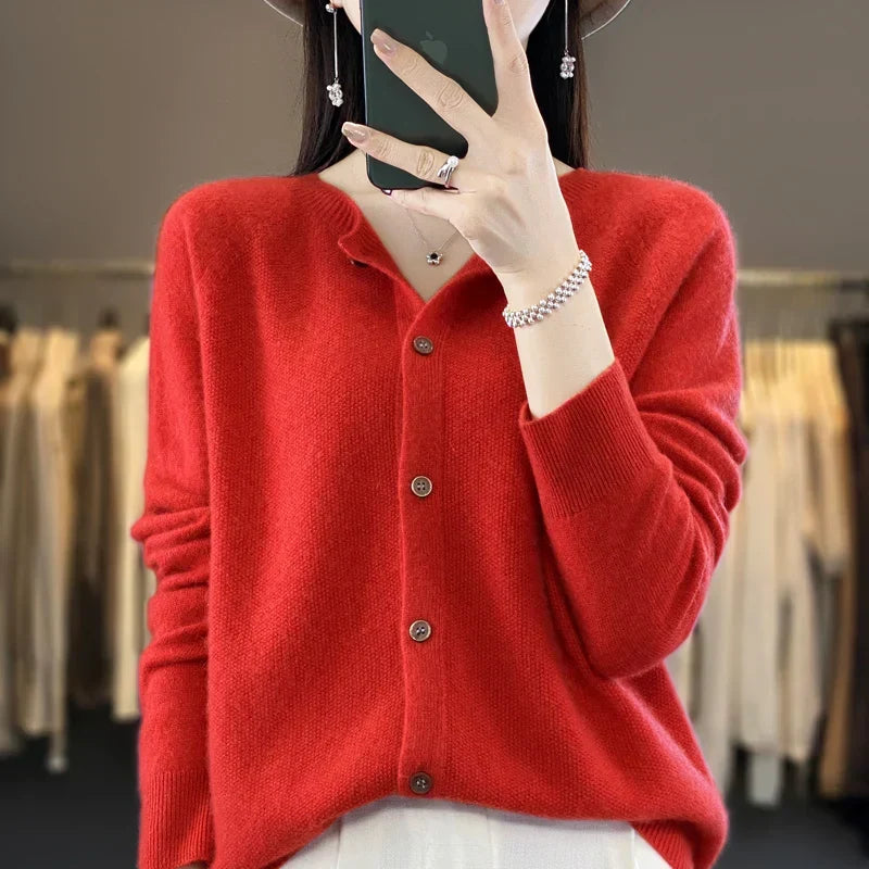 Dame Cardigan | Knapp Front Strikk