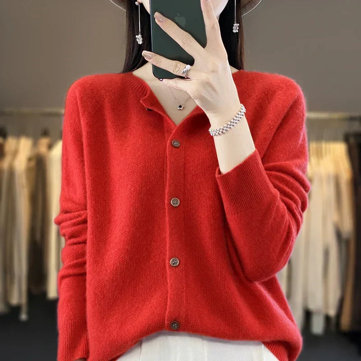 Dame Cardigan | Knapp Front Strikk