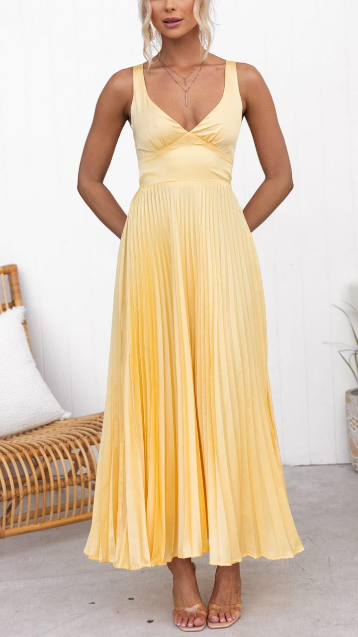 Kjole for kvinner | Plisserte V-hals Maxi