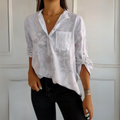 Damebluse | Blomstertrykk med Krage
