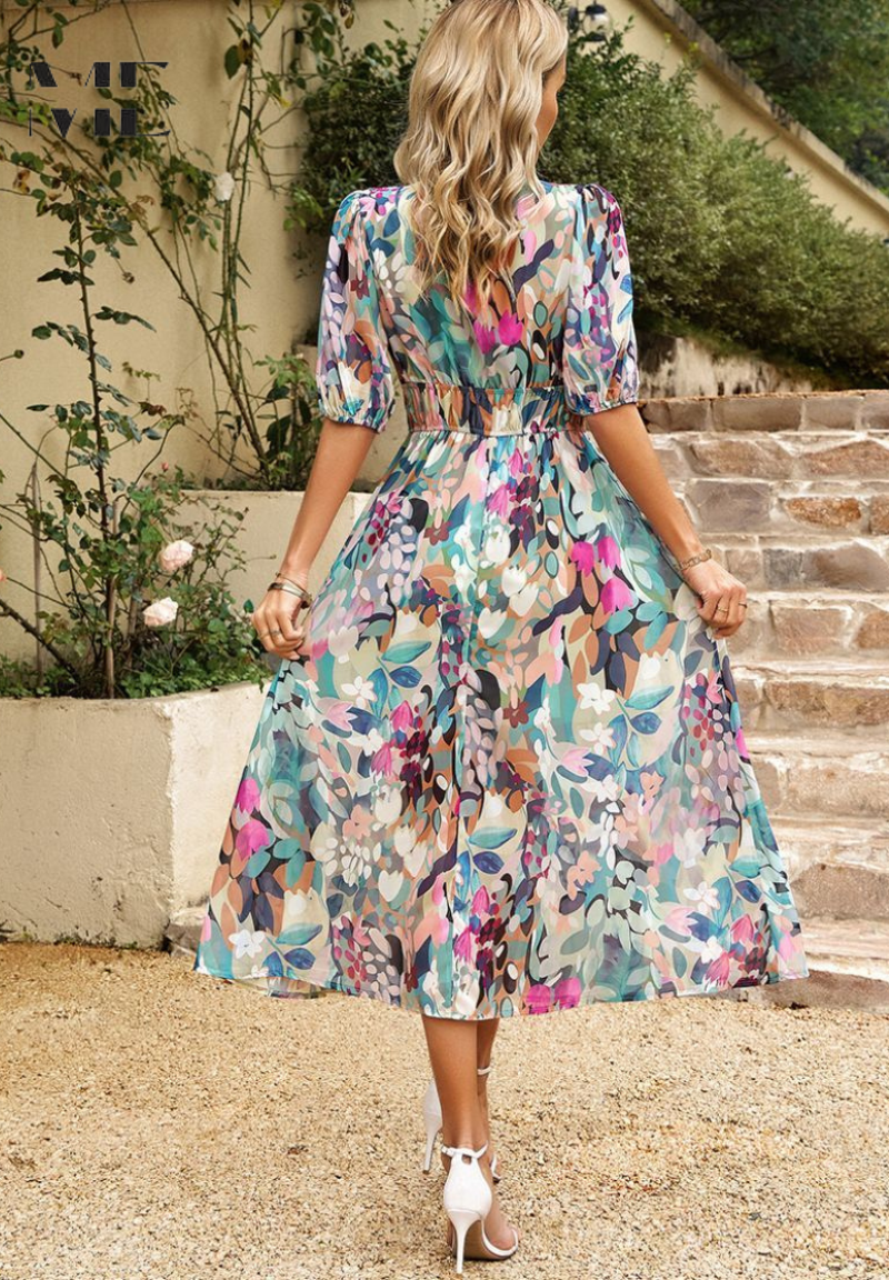 Kjole for kvinner | Blomstertrykk Midi