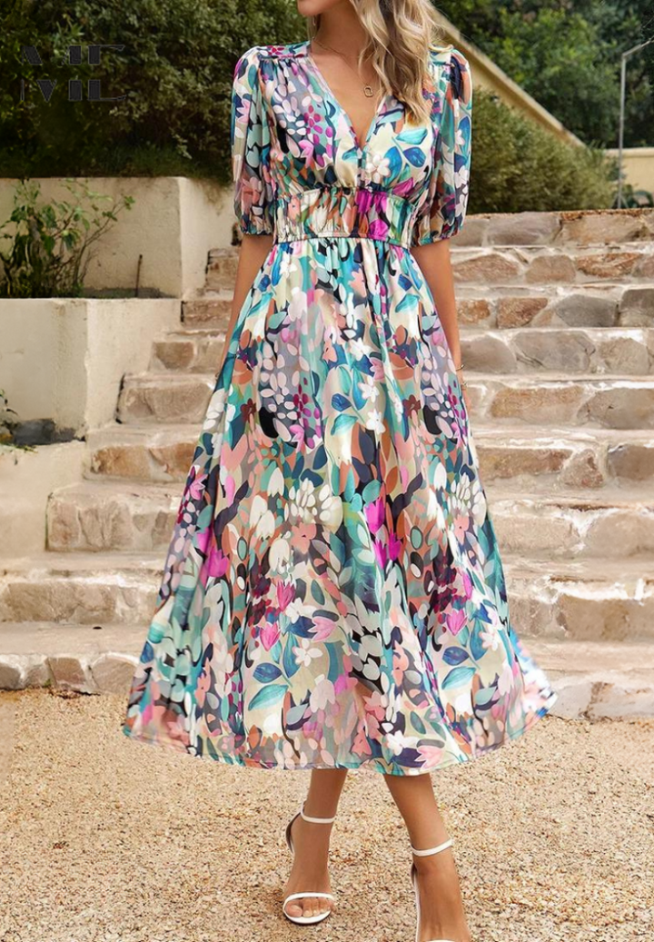 Kjole for kvinner | Blomstertrykk Midi