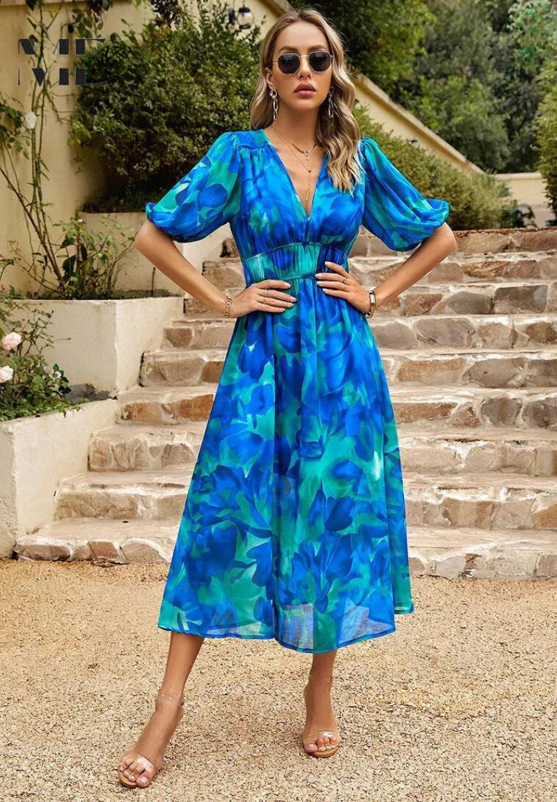 Kjole for kvinner | Blomstertrykk Midi