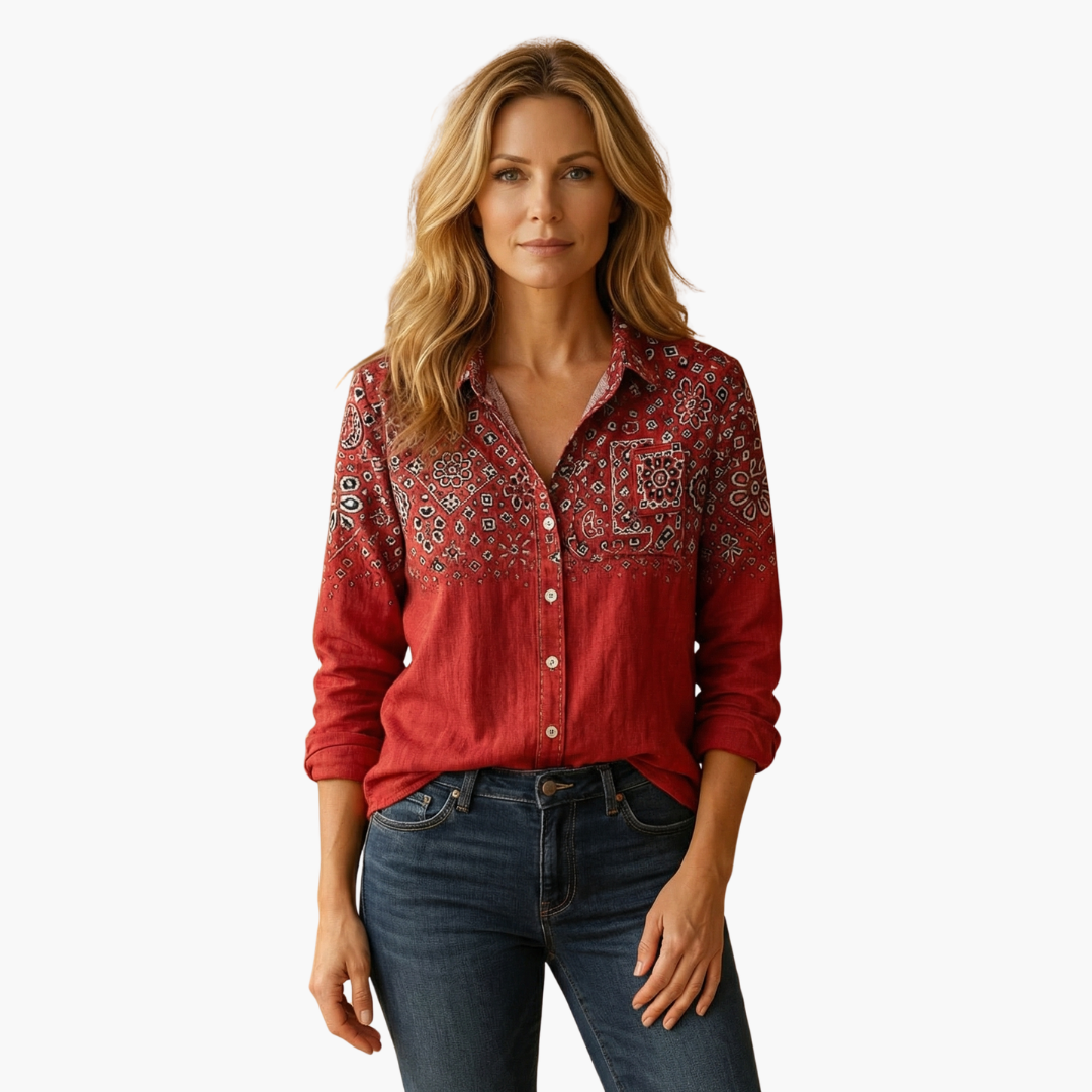 Damebluse | Langermet Paisley