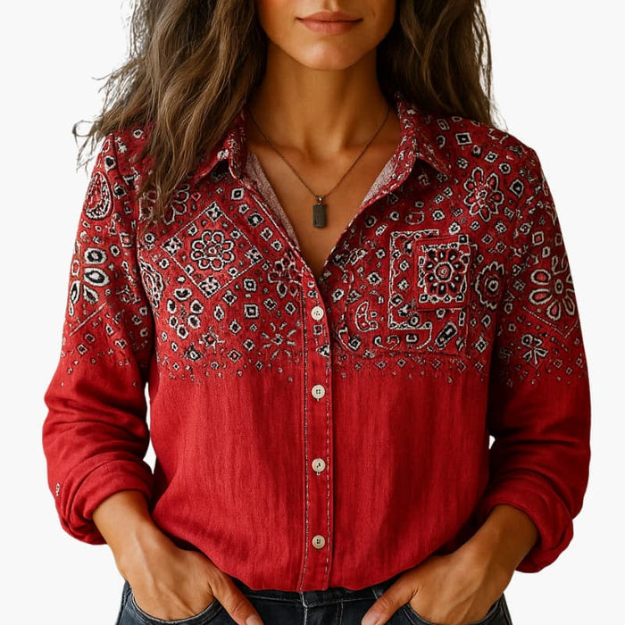 Damebluse | Langermet Paisley