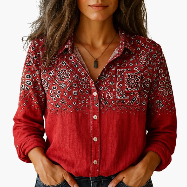 Damebluse | Langermet Paisley
