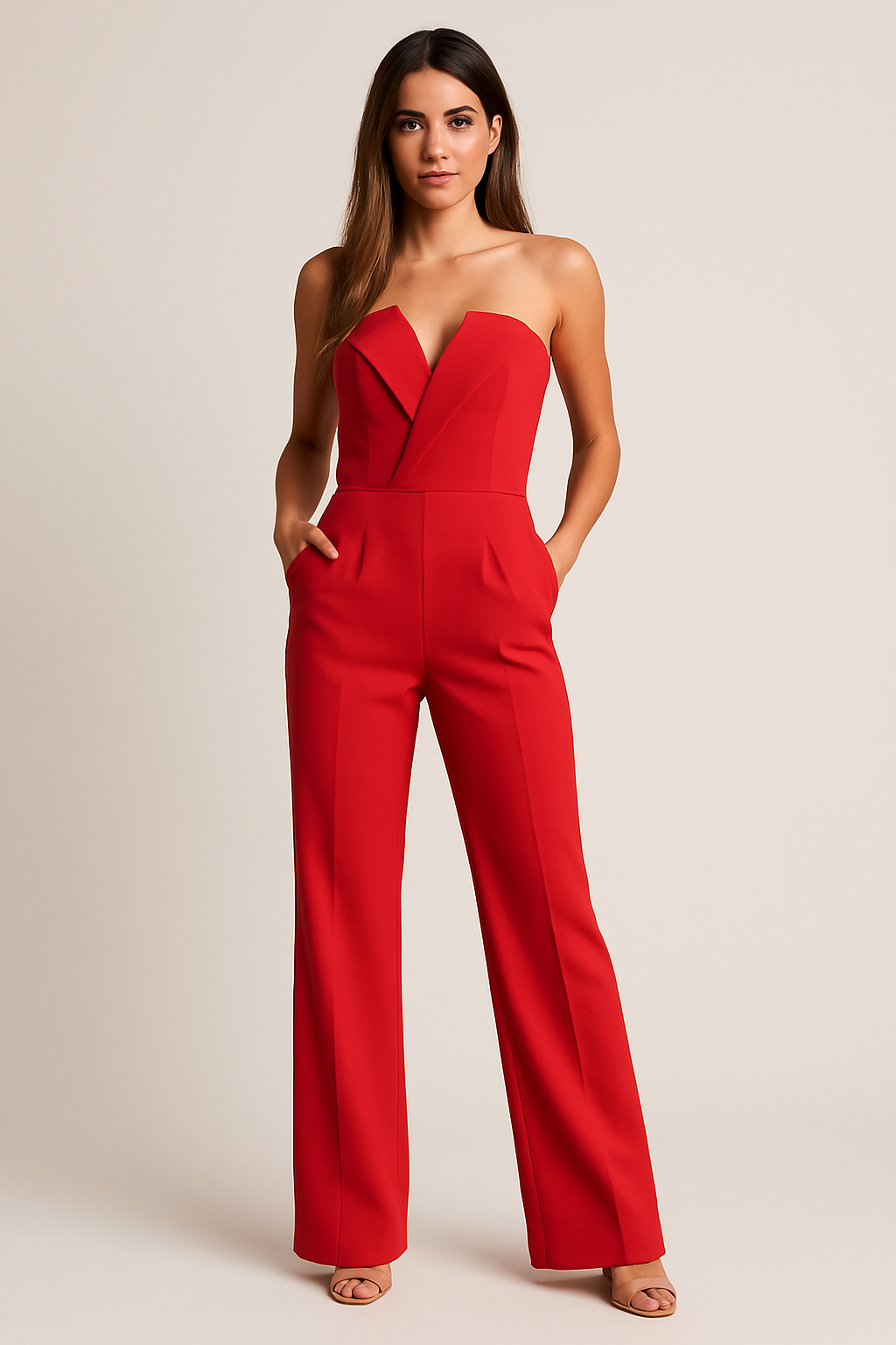 Kvinne Wide-Leg Jumpsuit | Sweetheart Uten Ermer
