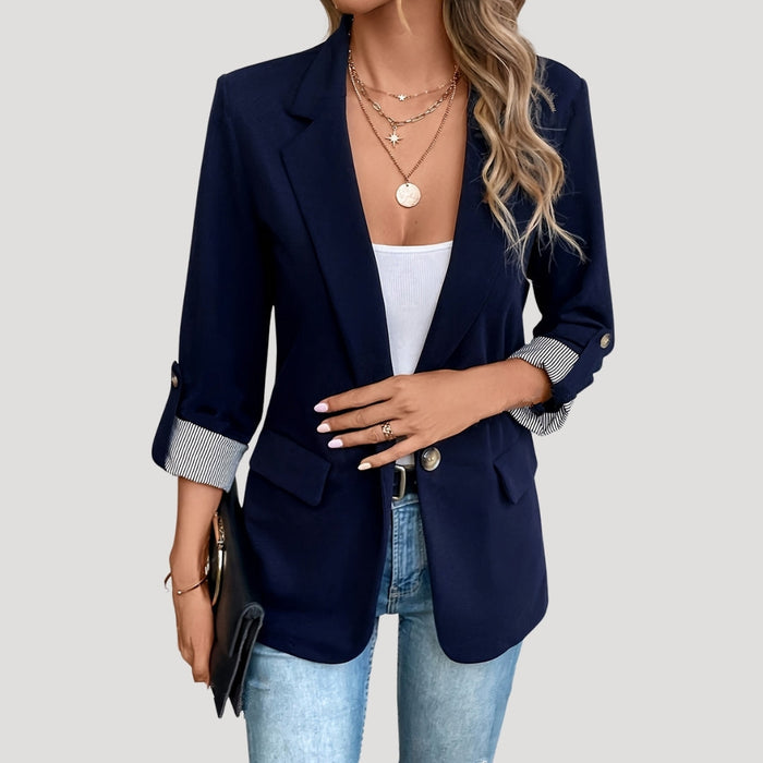 Dame Blazer med Strukket Snitt og Oppbrettbare Ermer