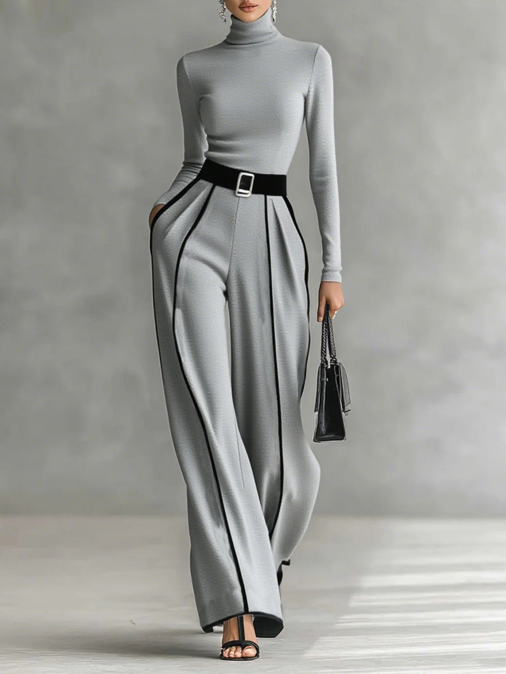 Kvinnes To-dels Sett | Langermet Turtleneck Topp