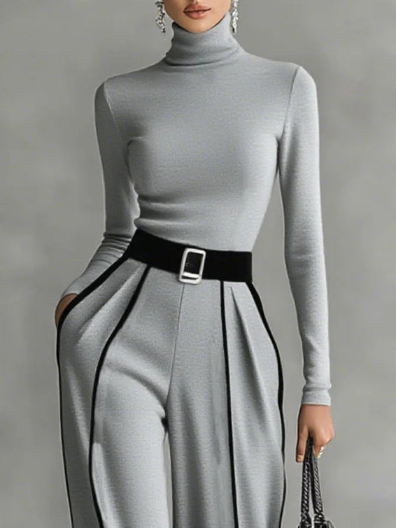 Kvinnes To-dels Sett | Langermet Turtleneck Topp