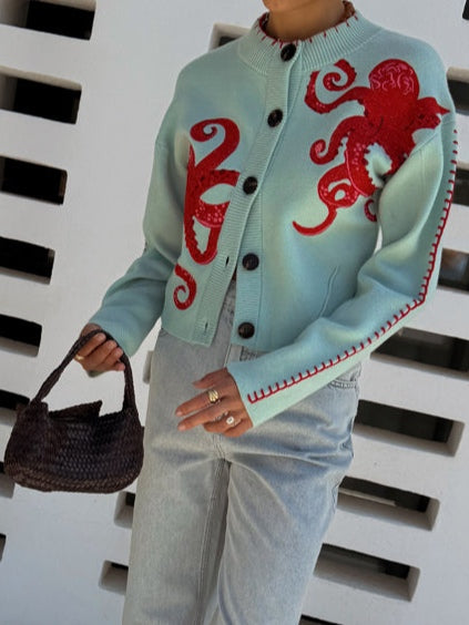 Dame Cardigan | Octopus-mønster Strikk
