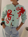 Dame Cardigan | Octopus-mønster Strikk