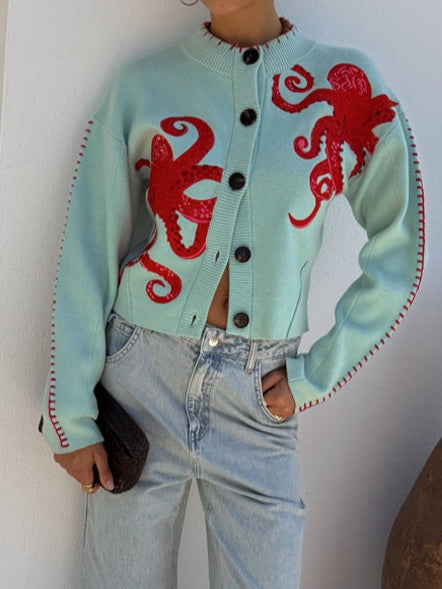 Dame Cardigan | Octopus-mønster Strikk