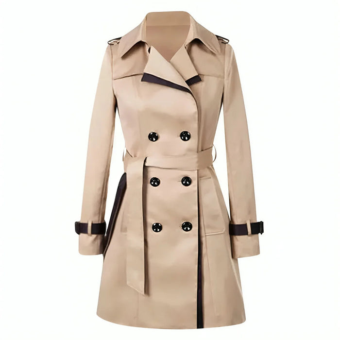 Dame Trenchcoat med Dobbeltspent Knapperad og Belte