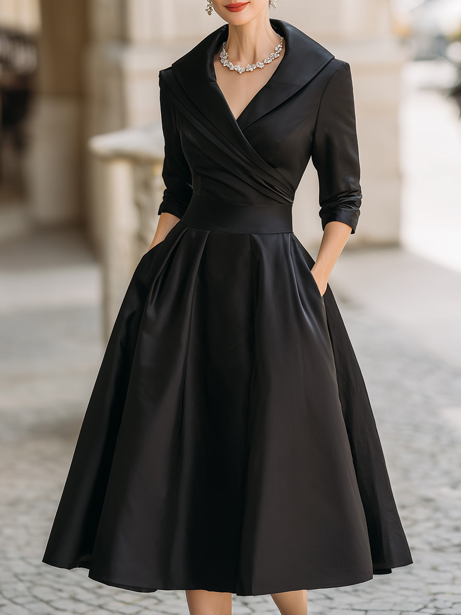 Dame Cocktail Midi Kjole | A-Linje