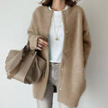 Adrienne | Kvinne Oversized Knappe-Ned Fluffy Strikket Vinter Cardigan