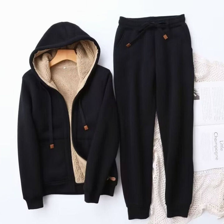 Alexis | Kvinne Fleece-Lined Avslappet Passform Vinter Hoodie Jogger Set