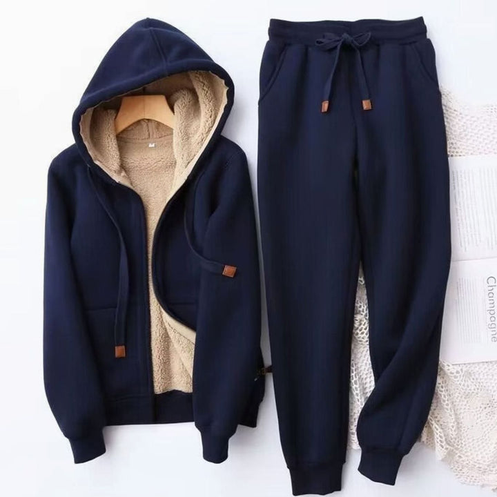Alexis | Kvinne Fleece-Lined Avslappet Passform Vinter Hoodie Jogger Set