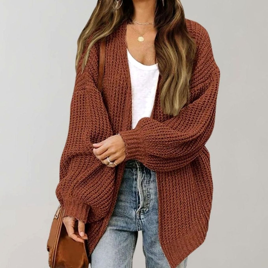 Amber | Kvinne Relaxed Fit Oversized Strikket Åpen Front Cardigan Genser