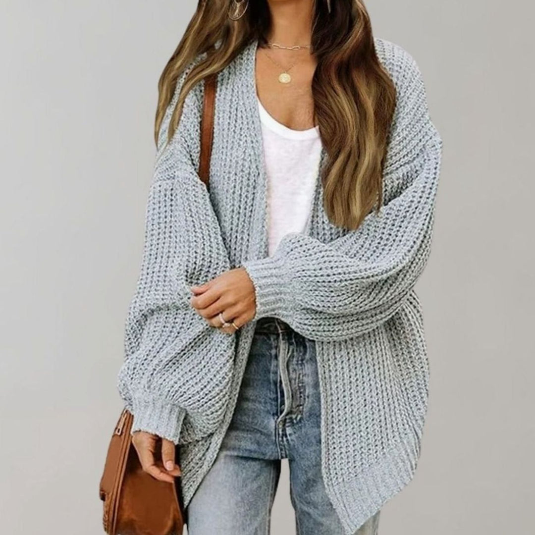 Amber | Kvinne Relaxed Fit Oversized Strikket Åpen Front Cardigan Genser