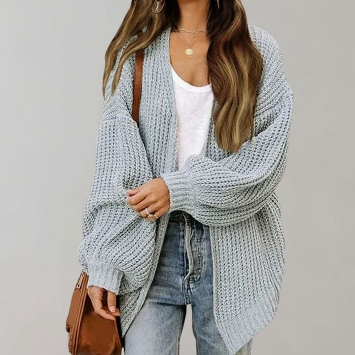 Amber | Kvinne Relaxed Fit Oversized Strikket Åpen Front Cardigan Genser